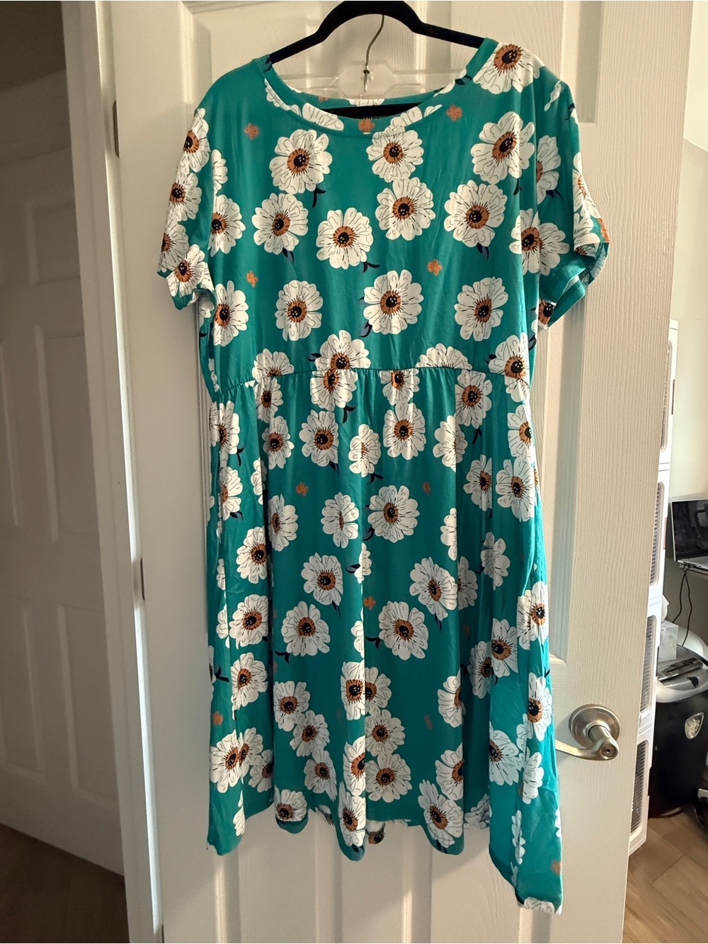 Nemidor Plus Size Teal Green Print Dress